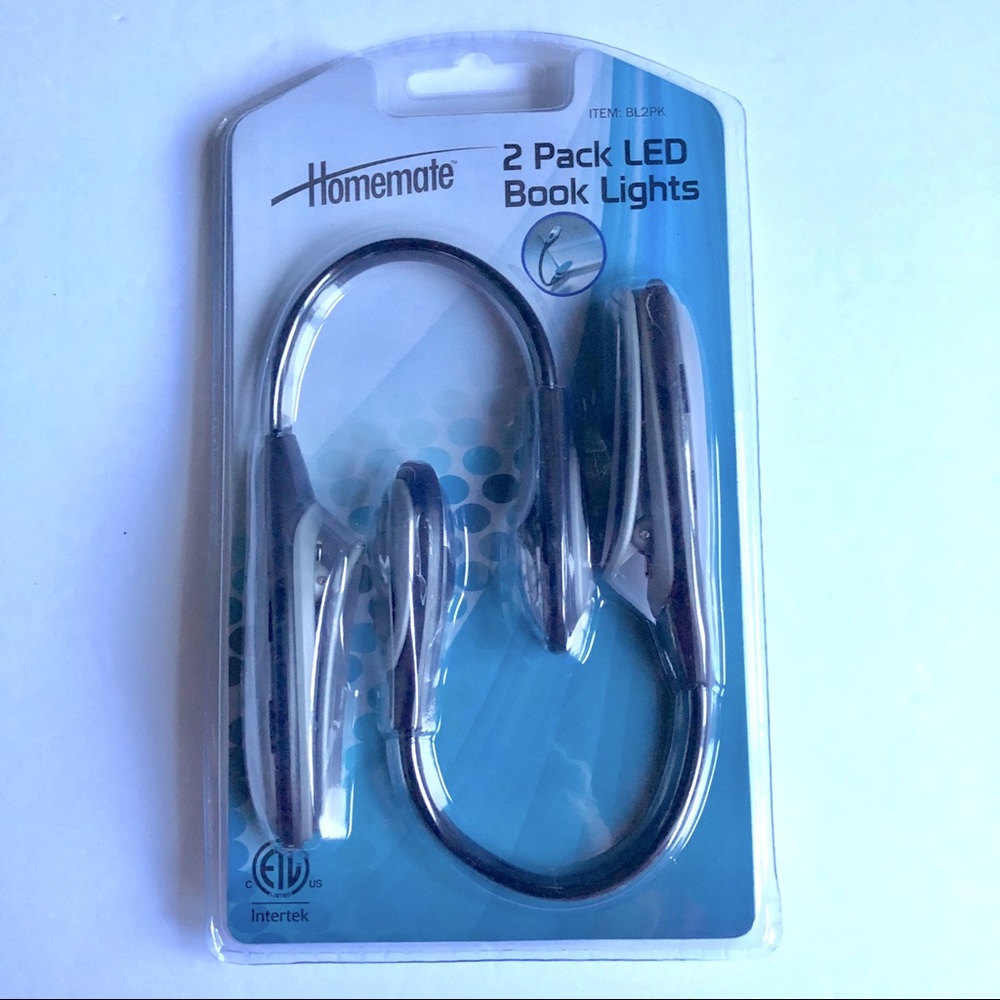 NEW HOMEMATE LED Book Lights Black 2pk w/ Batteries